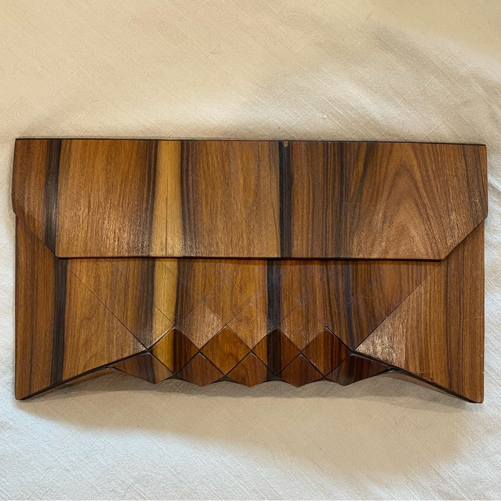 TESLER+MENDELOVITCH HANDMADE WOODEN CLUTCH